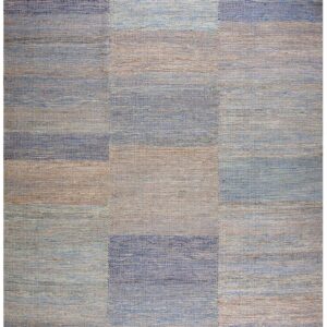 Contemporary Shaker Style Flat-Weave Rug â€” Multi Blue-Gray Color