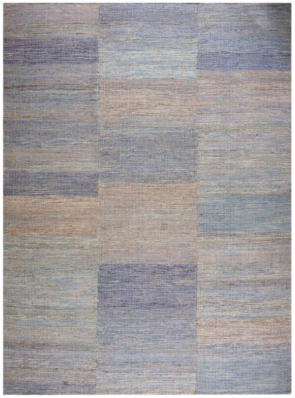 Contemporary shaker style flat-weave rug â€” multi blue-gray color