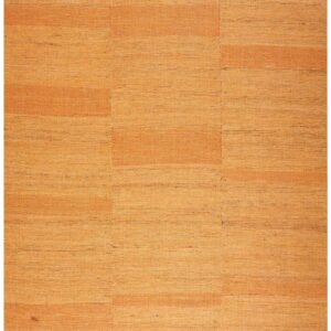Contemporary Shaker Style Flat-Weave Rug 10'Ã—14' â€” Orange Color