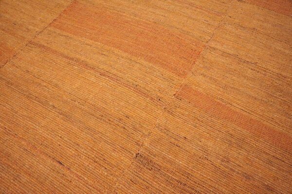 Contemporary shaker style flat-weave rug 10'ã—14' â€” orange color - detail view 4