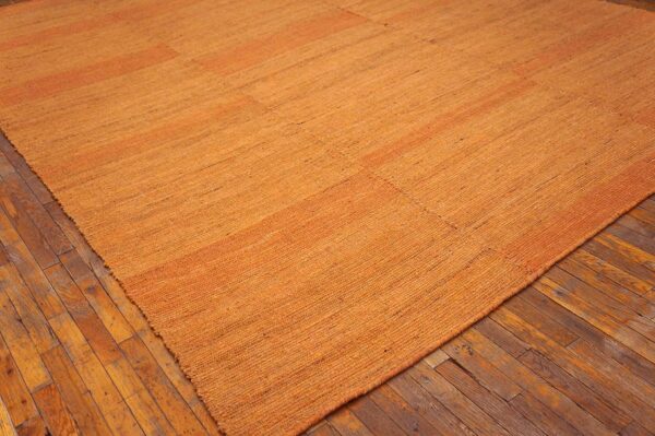 Contemporary shaker style flat-weave rug 10'ã—14' â€” orange color - detail view 6