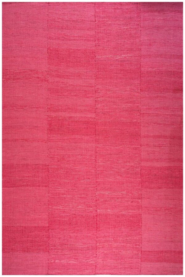 Contemporary shaker style flat-weave rug â€” pink-rose ground