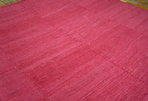 Contemporary shaker style flat-weave rug â€” pink-rose ground - detail view 1
