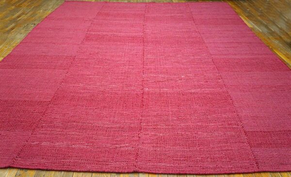Contemporary shaker style flat-weave rug â€” pink-rose ground - detail view 2
