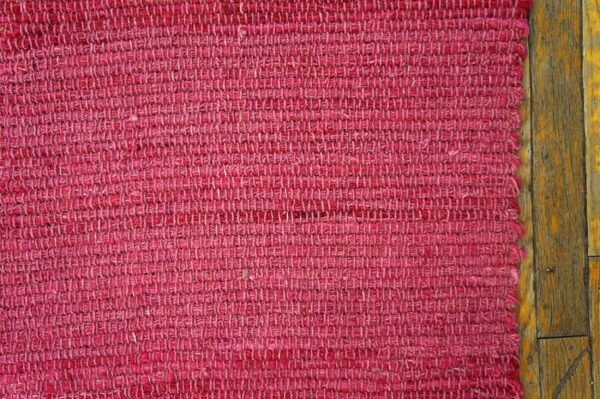 Contemporary shaker style flat-weave rug â€” pink-rose ground - detail view 3