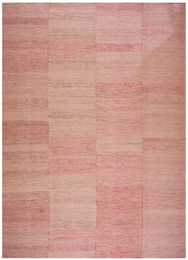 Contemporary shaker style flat-weave rug 10'ã—14' â€” rose background