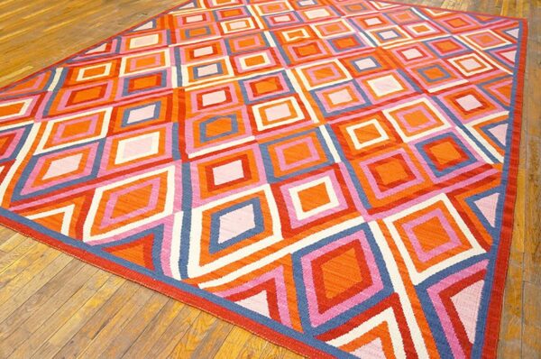 Contemporary southwestern style carpet 9'×12' hand-woven wool - detail view 2