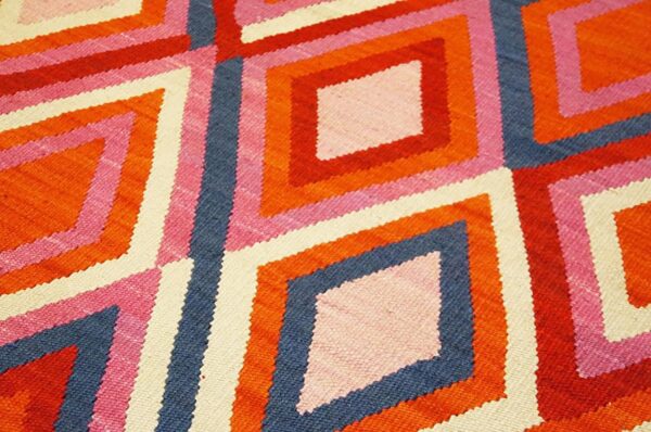 Contemporary southwestern style carpet 9'×12' hand-woven wool - detail view 3