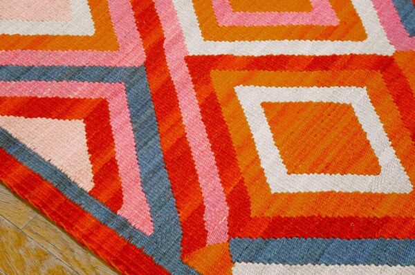 Contemporary southwestern style carpet 9'×12' hand-woven wool - detail view 4