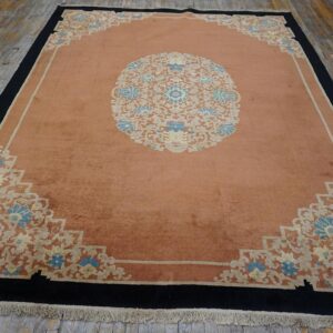 Early 20th Century Chinese Peking Carpet 9'Ã—11'8" Hand-Knotted Wool - detail view 1