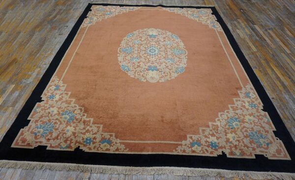 Early 20th century chinese peking carpet 9'ã—11'8" hand-knotted wool - detail view 1