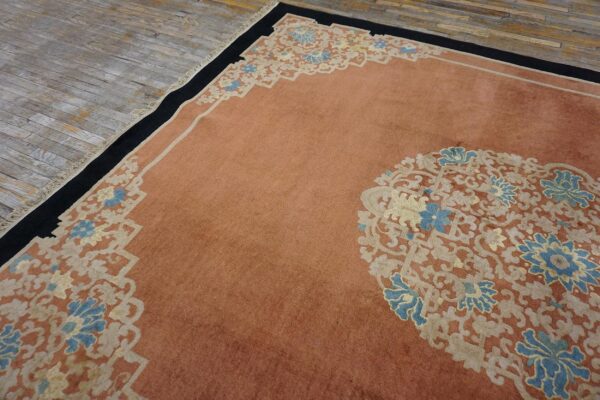 Early 20th century chinese peking carpet 9'ã—11'8" hand-knotted wool - detail view 2