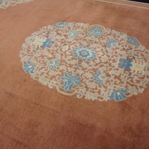 Early 20th Century Chinese Peking Carpet 9'Ã—11'8" Hand-Knotted Wool - detail view 5