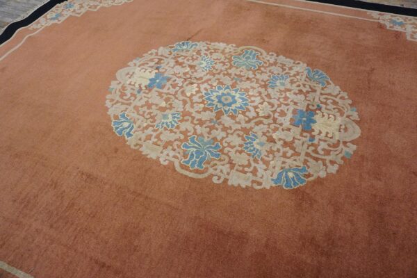 Early 20th century chinese peking carpet 9'ã—11'8" hand-knotted wool - detail view 5