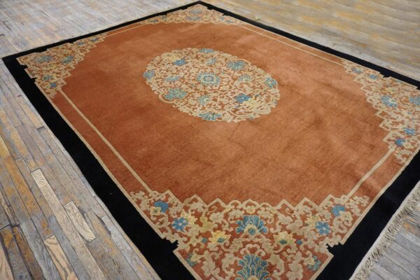 Early 20th century chinese peking carpet 9'ã—11'8" hand-knotted wool - detail view 6