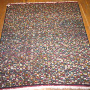 Early 20th Century Jerusalem Carpet 5'6"×6'8" Bauhaus Style, Hand-Knotted Wool - detail view 1