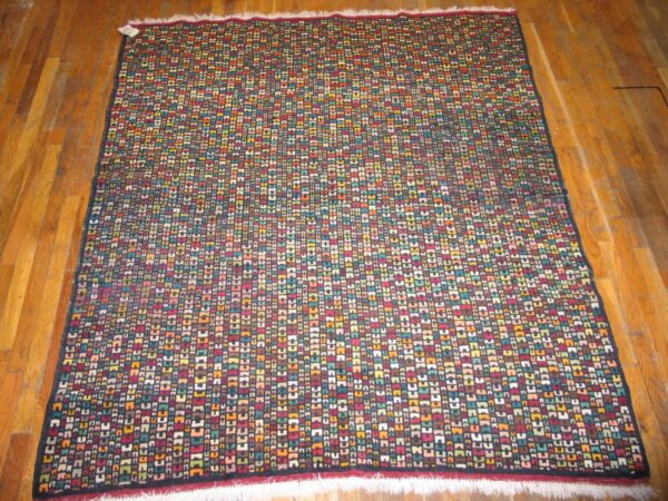 Early 20th century jerusalem carpet 5'6"×6'8" bauhaus style, hand-knotted wool 2 Early 20th century jerusalem carpet 5'6"×6'8" bauhaus style, hand-knotted wool - detail view 1