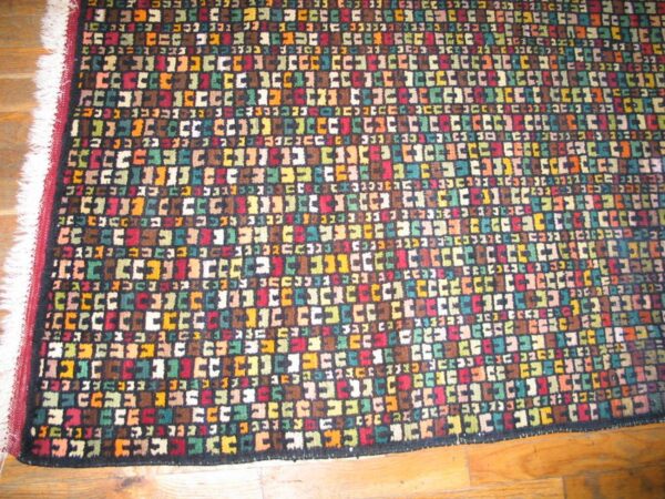 Early 20th century jerusalem carpet 5'6"×6'8" bauhaus style, hand-knotted wool 3 Early 20th century jerusalem carpet 5'6"×6'8" bauhaus style, hand-knotted wool - detail view 2