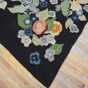French Art Deco Needlepoint Carpet 13'×15'10" by Atelier Martine / Paul Poiret, Black Field, Floral, Circa 1935 - detail view 13