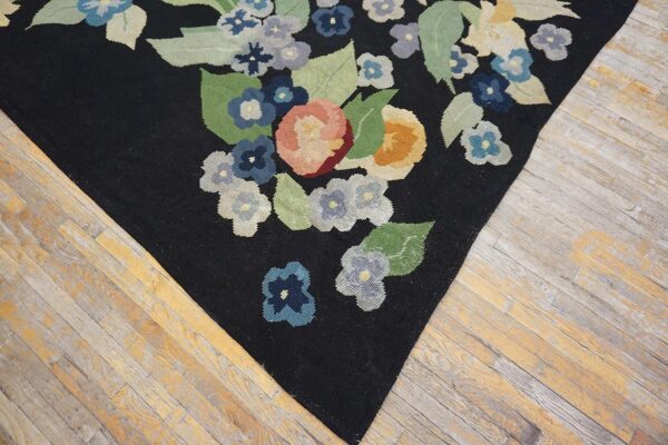 French art deco needlepoint carpet 13'×15'10" by atelier martine / paul poiret, black field, floral, circa 1935 14 French art deco needlepoint carpet 13'ã—15'10" by atelier martine / paul poiret, black field, floral, circa 1935 - detail view 13