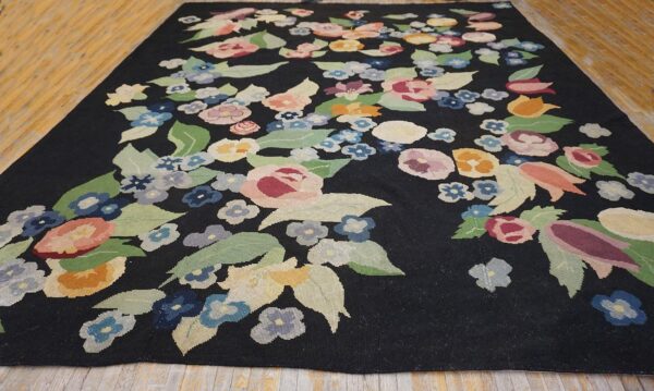 French art deco needlepoint carpet 13'×15'10" by atelier martine / paul poiret, black field, floral, circa 1935 8 French art deco needlepoint carpet 13'ã—15'10" by atelier martine / paul poiret, black field, floral, circa 1935 - detail view 7