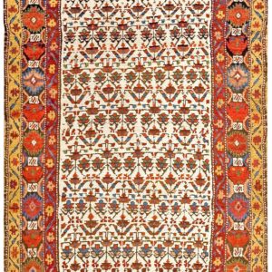Mid 19th Century Persian Kurdish Carpet 3'6"×10'6" Hand-Knotted Wool