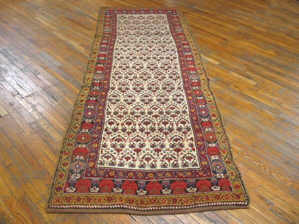 Mid 19th century persian kurdish carpet 3'6"×10'6" hand-knotted wool - detail view 1