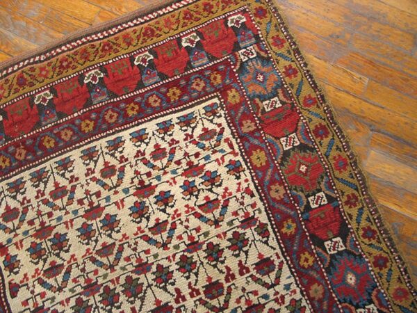 Mid 19th century persian kurdish carpet 3'6"×10'6" hand-knotted wool - detail view 2