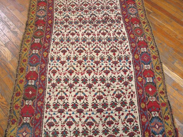 Mid 19th century persian kurdish carpet 3'6"×10'6" hand-knotted wool - detail view 4