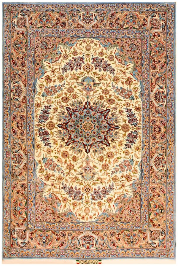 Mid 20th century persian isfahan carpet 4'11"ã—7'3" hand-knotted, central persia