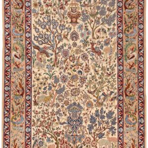 Mid 20th Century Persian Isfahan Carpet 3'7"Ã—5'5" Hand-Knotted, Central Persia