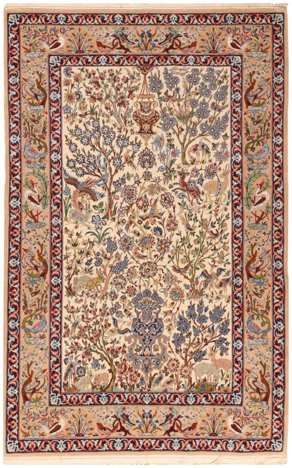 Mid 20th century persian isfahan carpet 3'7"ã—5'5" hand-knotted, central persia