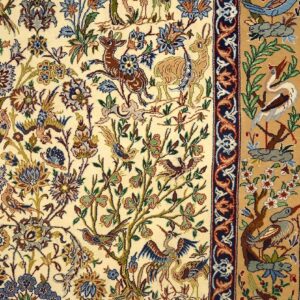 Mid 20th Century Persian Isfahan Carpet 3'7"Ã—5'5" Hand-Knotted, Central Persia - detail view 3