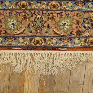 Mid-20th Century Persian Isfahan Carpet 3'8"×5'5" Ivory & Buff, Wool & Silk Highlights, Circa 1940 - detail view 9