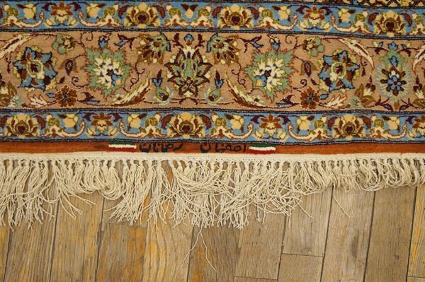 Mid-20th century persian isfahan carpet 3'8"×5'5" ivory & buff, wool & silk highlights, circa 1940 - detail view 9