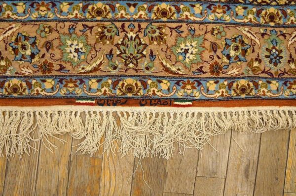 Mid-20th century persian isfahan carpet 3'8"×5'5" ivory & buff, wool & silk highlights, circa 1940 - detail view 4