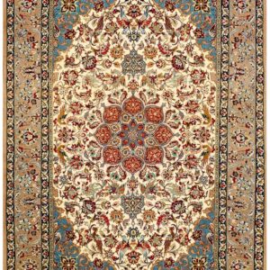 Mid 20th Century Persian Isfahan Carpet 3'7"Ã—5'1" Ivory Field, Taupe Border, Circa 1940