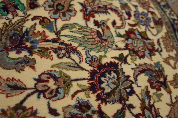 Mid 20th century persian isfahan carpet 3'7"ã—5'1" ivory field, taupe border, circa 1940 - detail view 3