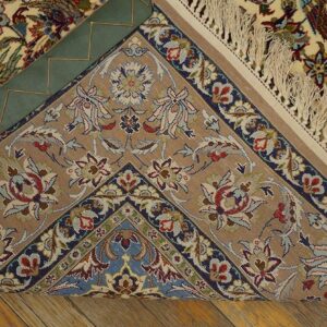 Mid 20th Century Persian Isfahan Carpet 3'7"Ã—5'1" Ivory Field, Taupe Border, Circa 1940 - detail view 4