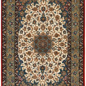 Mid-20th Century Persian Isfahan Carpet 3'7"×5'6" Ivory & Grey, Hand-Knotted Wool, Circa 1940