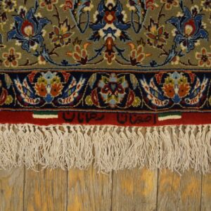 Mid-20th Century Persian Isfahan Carpet 3'7"×5'6" Ivory & Grey, Hand-Knotted Wool, Circa 1940 - detail view 4
