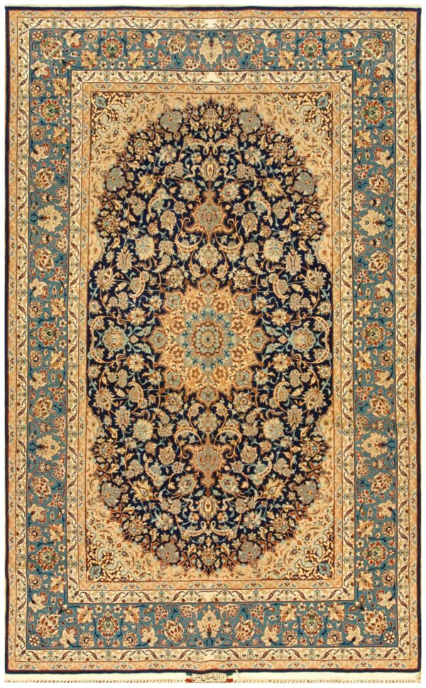 Mid 20th century persian isfahan carpet 4'10"×7'10" signed abtin