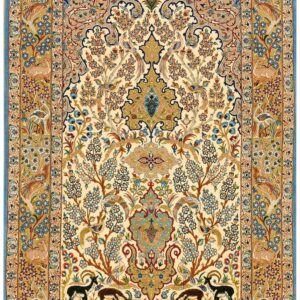Mid 20th Century Persian Isfahan Rug 3'7"Ã—5'8" Hand-Knotted, Central Persia