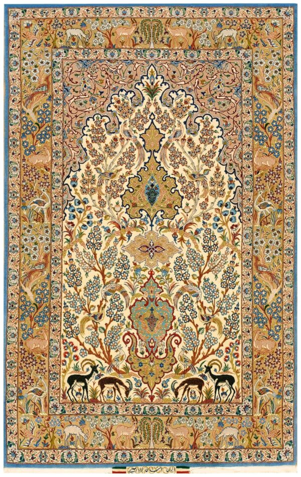 Mid 20th century persian isfahan rug 3'7"ã—5'8" hand-knotted, central persia