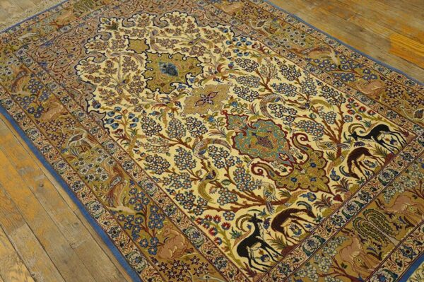 Mid 20th century persian isfahan rug 3'7"ã—5'8" hand-knotted, central persia - detail view 2