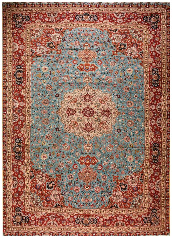 Mid 20th century persian tabriz carpet 12'ã—18'2" hand-knotted wool