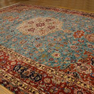 Mid 20th Century Persian Tabriz Carpet 12'Ã—18'2" Hand-Knotted Wool - detail view 1