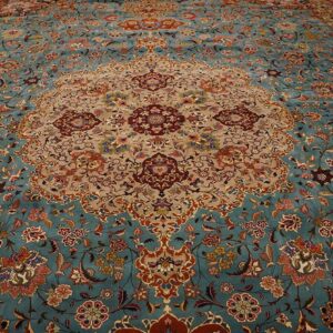 Mid 20th Century Persian Tabriz Carpet 12'Ã—18'2" Hand-Knotted Wool - detail view 2