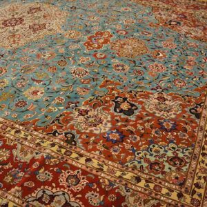 Mid 20th Century Persian Tabriz Carpet 12'Ã—18'2" Hand-Knotted Wool - detail view 4