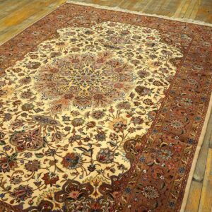Mid 20th Century Persian Tabriz Carpet 5'10"Ã—9' Hand-Knotted Wool - detail view 3